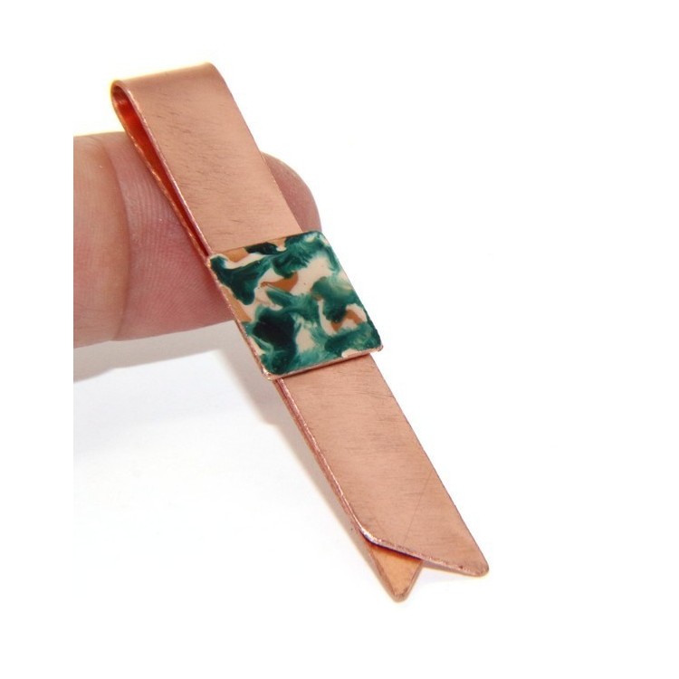 NLB|Money Clip stops NALBORI ® made of hypoallergenic copper for man with black & cream enamel