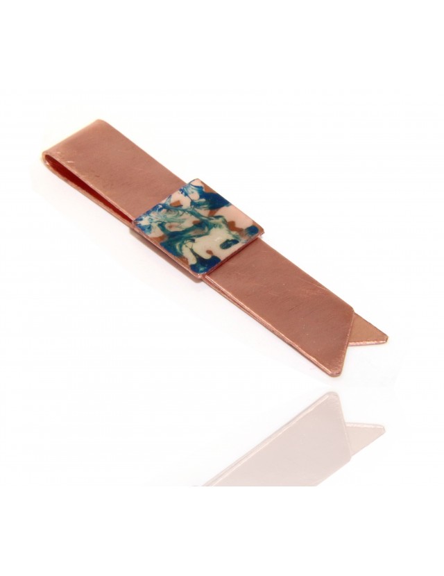 Fermasoldi NALBORI ® ferma soldi clip da tasca uomo in rame anallergico con smalto azzurro panna Fermasoldi NALBORI ® ferma soldi clip da tasca uomo in rame anallergico con smalto azzurro panna