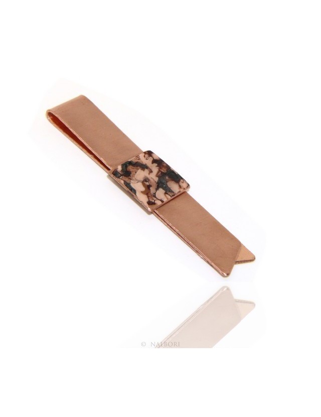 Fermasoldi NALBORI ® ferma soldi clip da tasca uomo in rame anallergico con smalto marrone panna Fermasoldi NALBORI ® ferma soldi clip da tasca uomo in rame anallergico con smalto marrone panna