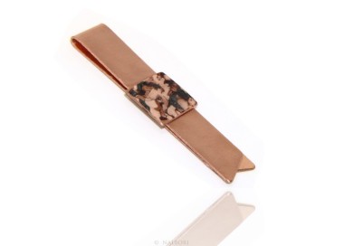 NLB|Money Clip stops NALBORI ® made of hypoallergenic copper for man with brown & cream enamel