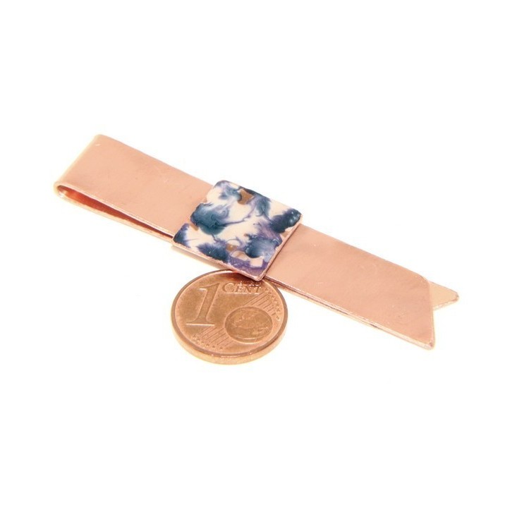 NLB|Money Clip stops NALBORI ® made of hypoallergenic copper for man with purple & cream enamel