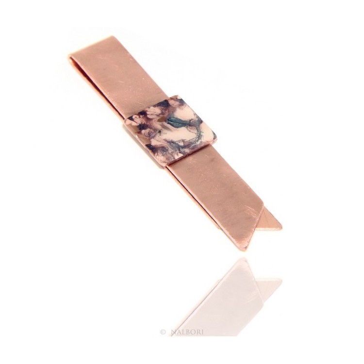 NLB|Money Clip stops NALBORI ® made of hypoallergenic copper for man with purple & cream enamel