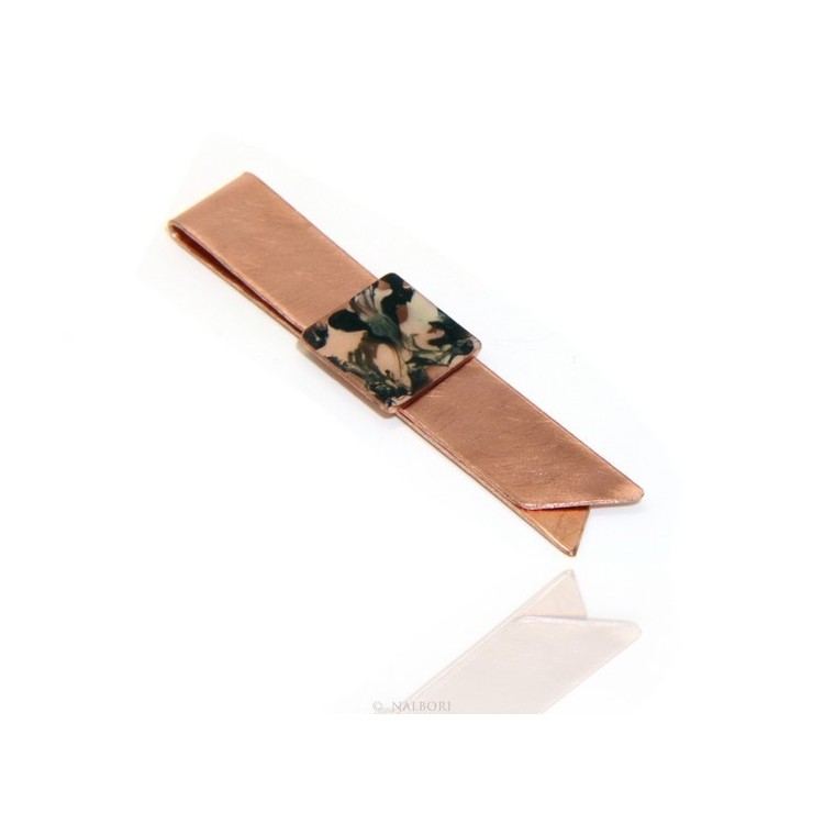 NLB|Money Clip stops NALBORI ® made of hypoallergenic copper for man with black & cream enamel