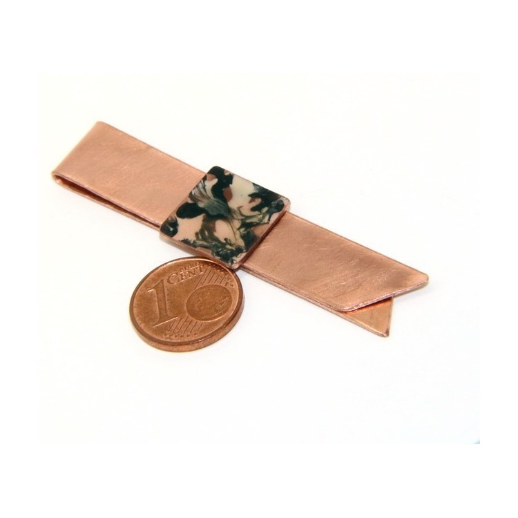 NLB|Money Clip stops NALBORI ® made of hypoallergenic copper for man with black & cream enamel