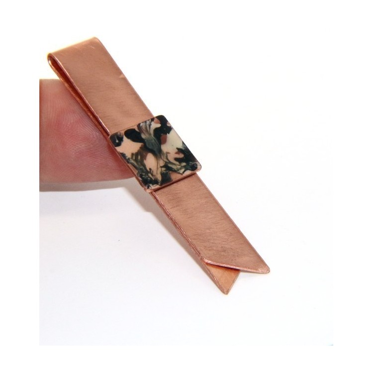 NLB|Money Clip stops NALBORI ® made of hypoallergenic copper for man with black & cream enamel