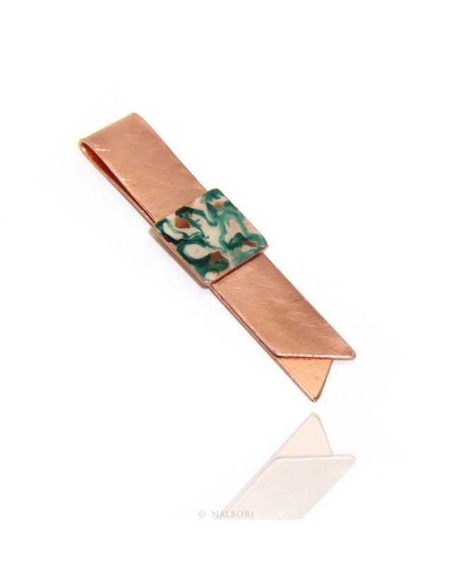 Money Clip stops NALBORI ® made of hypoallergenic copper for man with black & cream enamel Money Clip stops NALBORI ® made of hypoallergenic copper for man with black & cream enamel