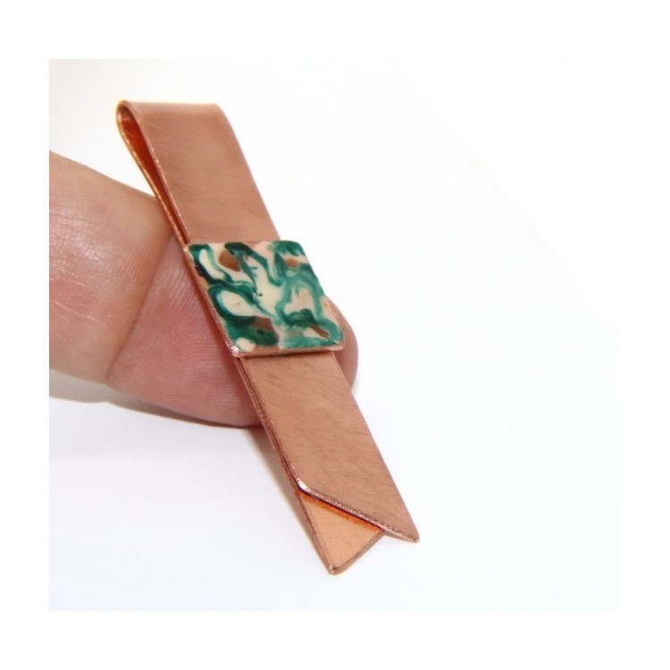 NLB|Money Clip stops NALBORI ® made of hypoallergenic copper for man with black & cream enamel