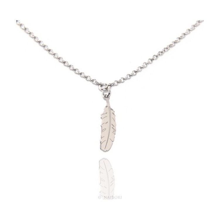 NLB|Silver 925: Necklace man or woman with feather pendant laser cutting