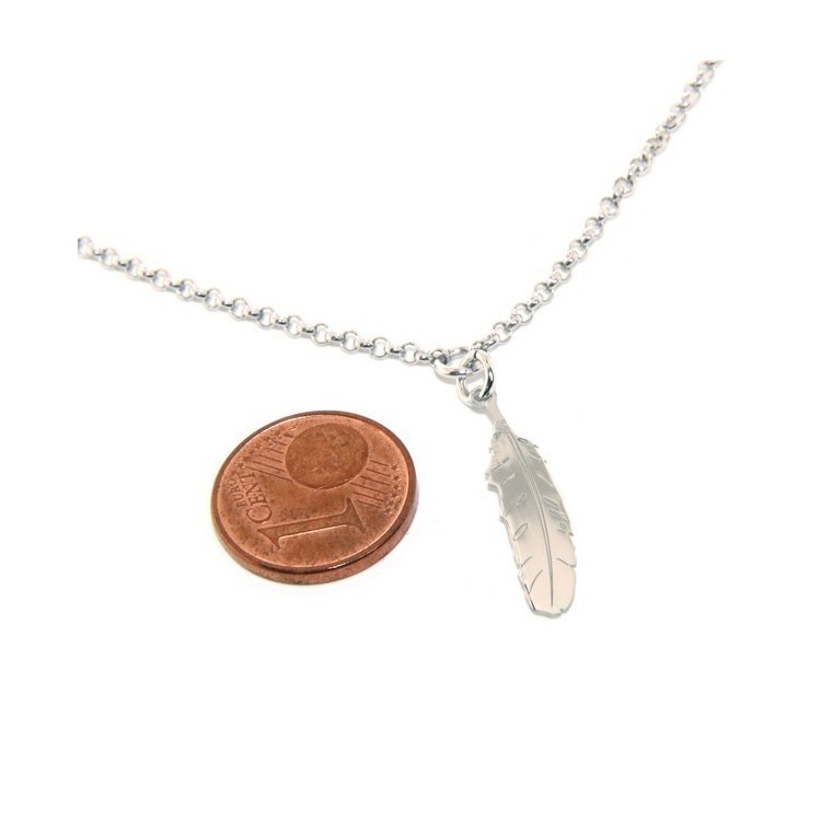 NLB|Silver 925: Necklace man or woman with feather pendant laser cutting