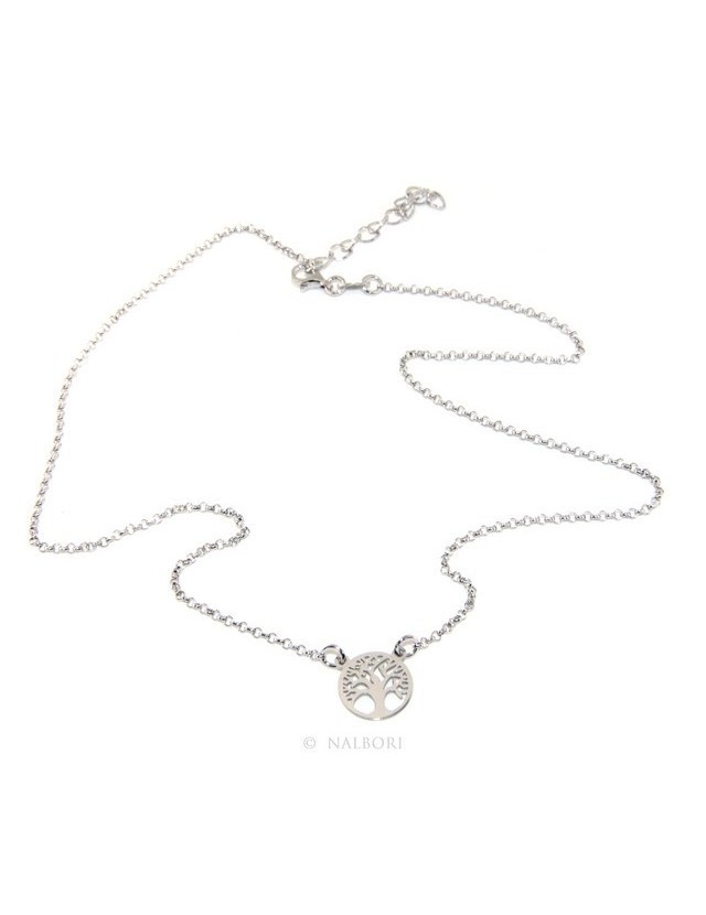 Argento 925 : Collana girocollo uomo o donna con medaglietta medaglia pendente albero della vita Argento 925 : Collana girocollo uomo o donna con medaglietta medaglia pendente albero della vita