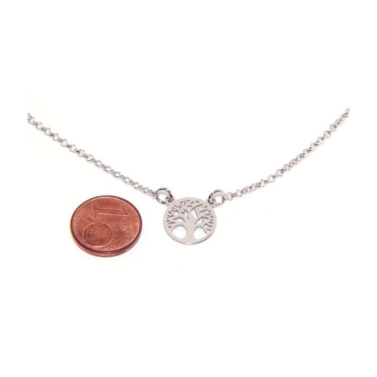 NLB|Argento 925 : Collana girocollo uomo o donna con medaglietta medaglia pendente albero della vita