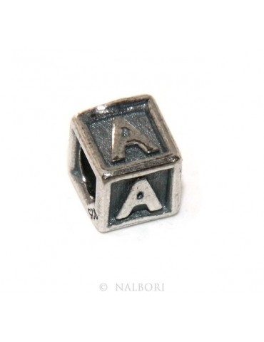 ARGENTO 925 : CHARME letterine cubetti e stop per Bracciale serie Nalbori componibili