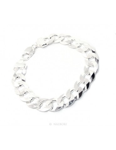 SILVER 925 rhodium plated man's bracelet 13 mm 21/22 cm large heavy for man