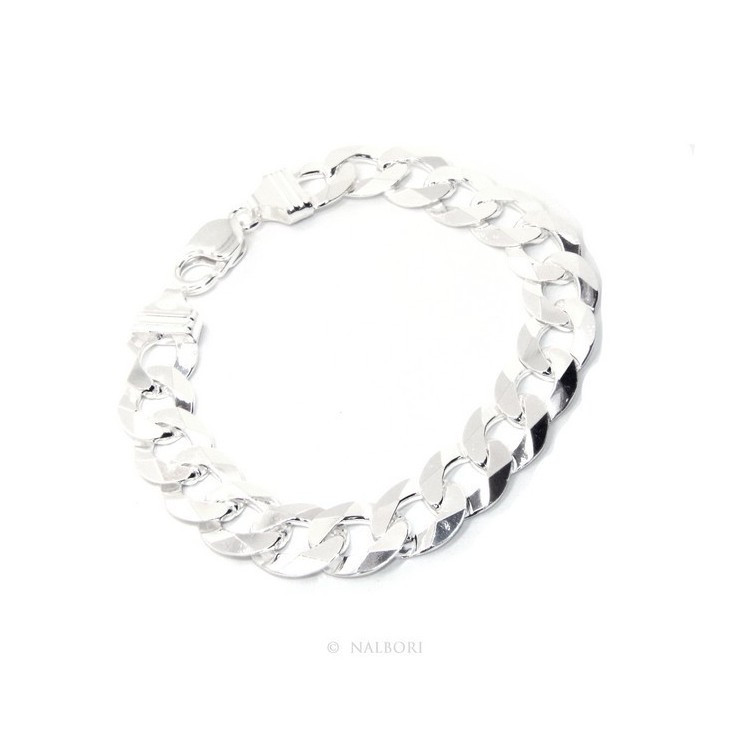NLB|SILVER 925 rhodium plated man's bracelet 13 mm 21/22 cm large heavy for man