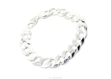 NLB|SILVER 925 rhodium plated man's bracelet 13 mm 21/22 cm large heavy for man