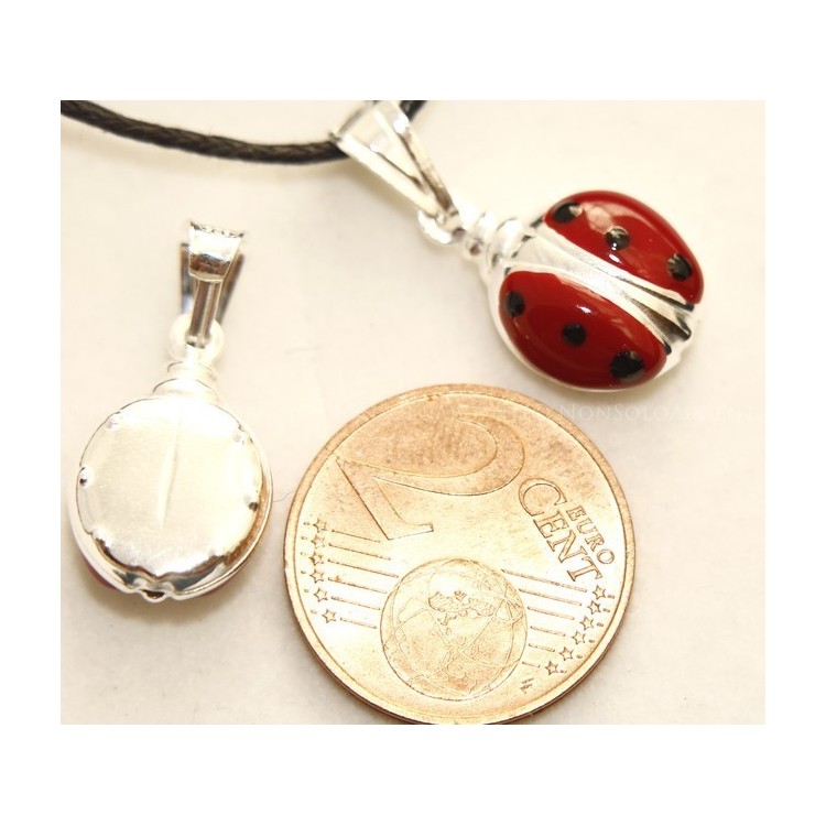 NLB|Ciondolo Coccinella Smaltato in Argento 925 con laccio - Made in Italy