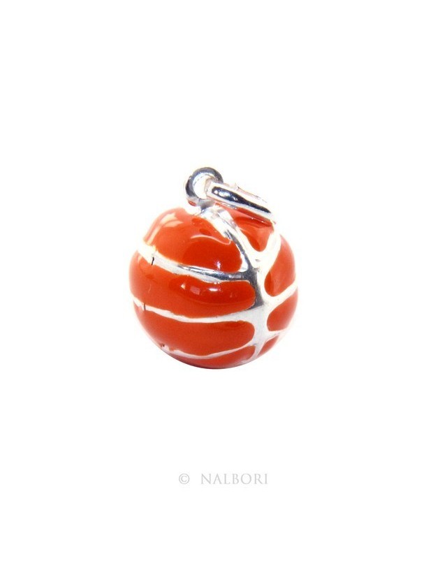 Argento 925 : Ciondolo uomo donna palla pallone da basket arancio Made in Italy Argento 925 : Ciondolo uomo donna palla pallone da basket arancio Made in Italy