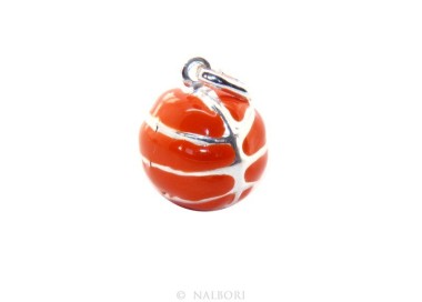 NLB|Silver 925: orange pendant for man or woman Ball Basketball  Made in Italy