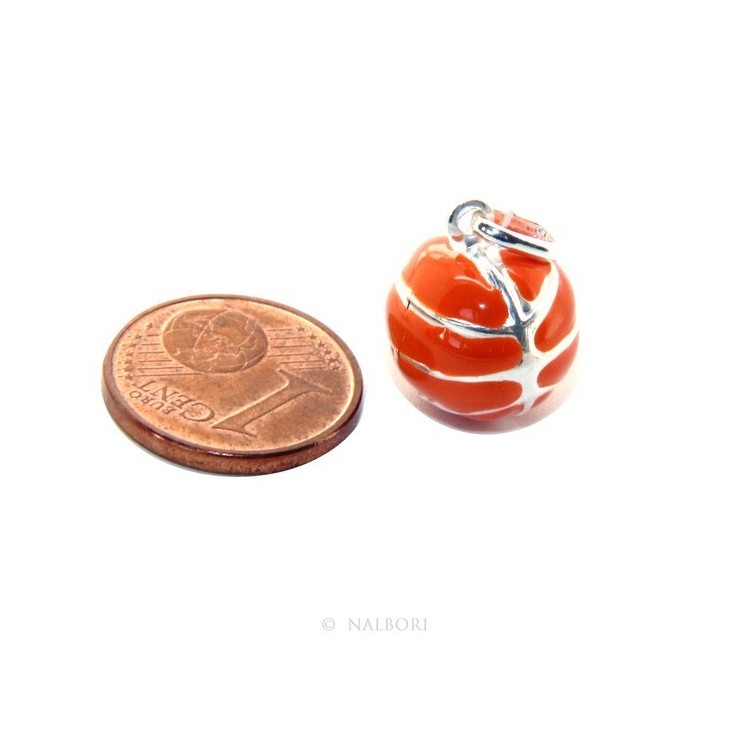 NLB|Silver 925: orange pendant for man or woman Ball Basketball  Made in Italy