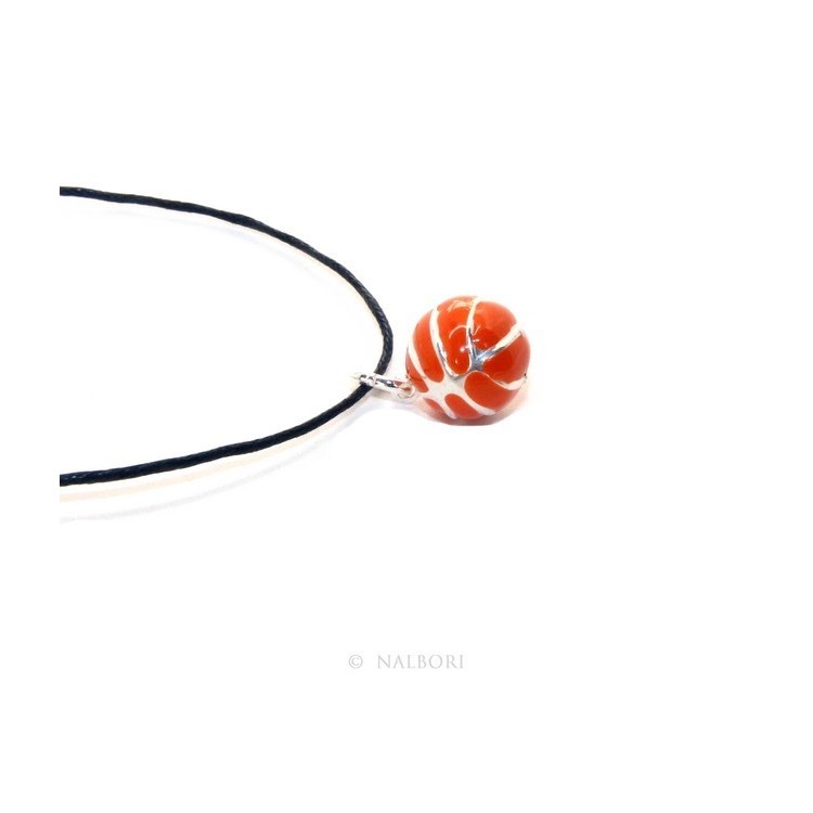 NLB|Argento 925 : Ciondolo uomo donna palla pallone da basket arancio Made in Italy