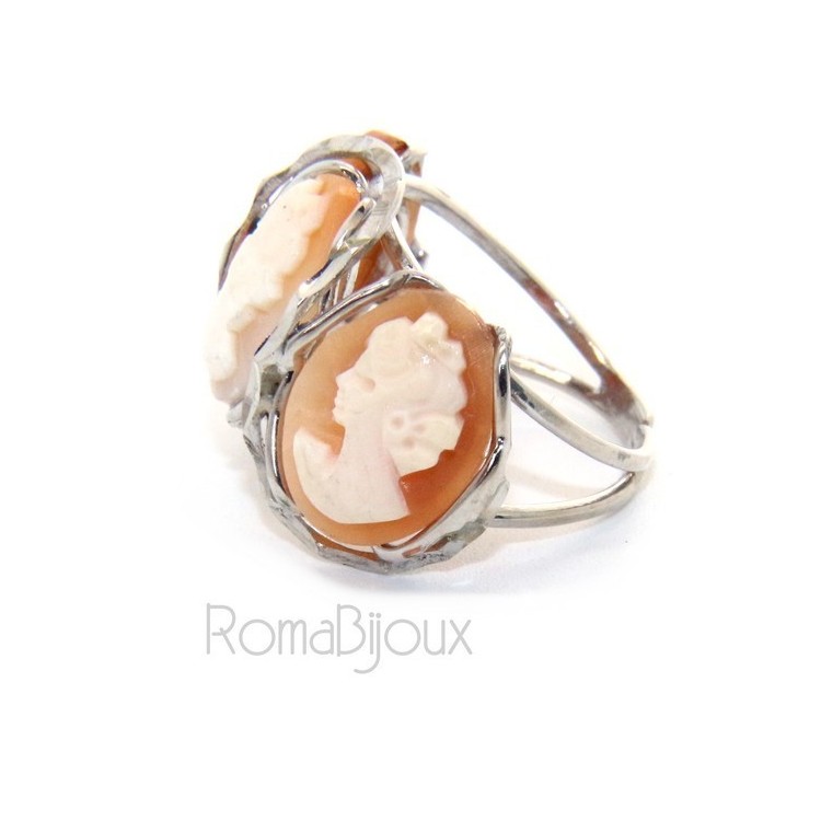 NLB|925 Silver: Woman open open trilogy italian cammeos tris adjustable woman's oval face