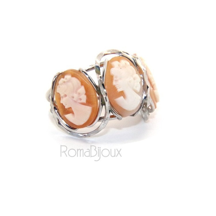NLB|925 Silver: Woman open open trilogy italian cammeos tris adjustable woman's oval face