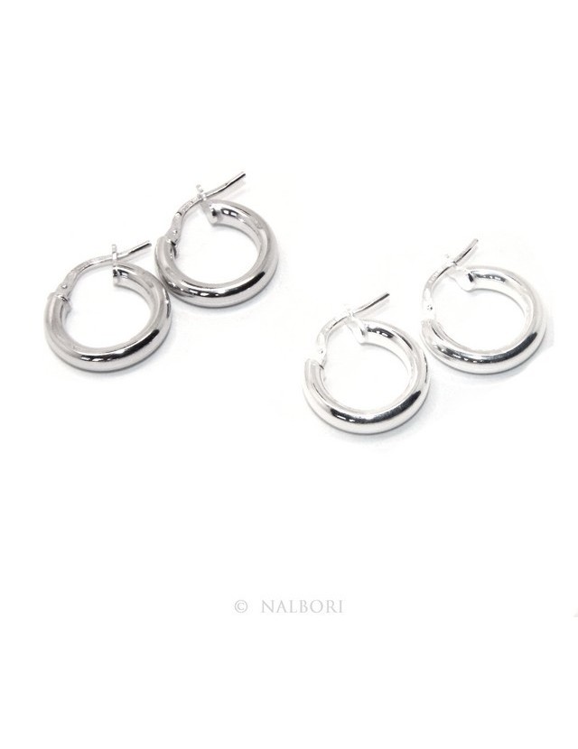orecchini donna Argento 925 anelle cerchi boccole lisce classiche 15,5 mm 2 colori orecchini donna Argento 925 anelle cerchi boccole lisce classiche 15,5 mm 2 colori