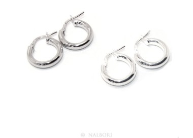 NLB|silver earrings 925 sterling silver 15.5 mm 2-color smooth brooches hoop