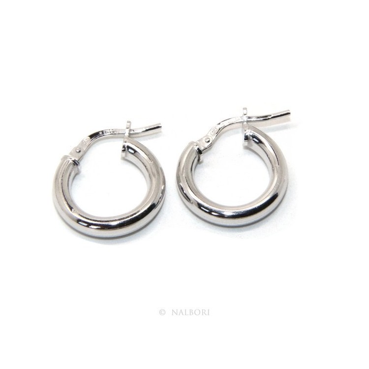 NLB|silver earrings 925 sterling silver 15.5 mm 2-color smooth brooches hoop