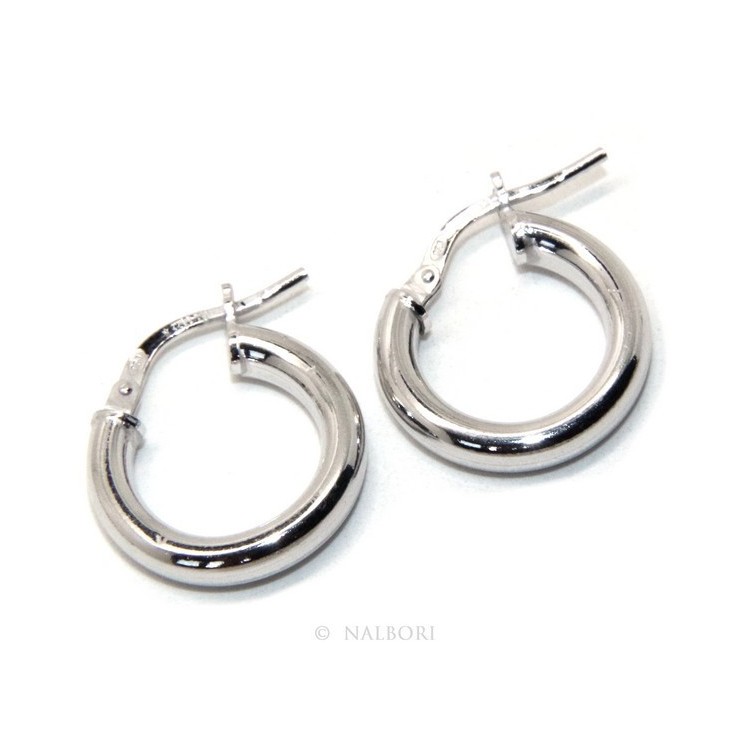 NLB|silver earrings 925 sterling silver 15.5 mm 2-color smooth brooches hoop