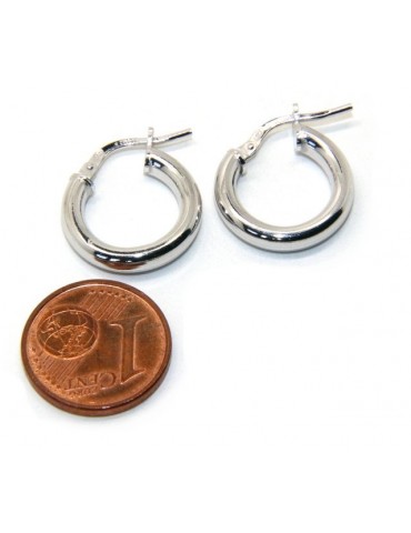orecchini donna Argento 925 anelle cerchi boccole lisce classiche 15,5 mm 2 colori