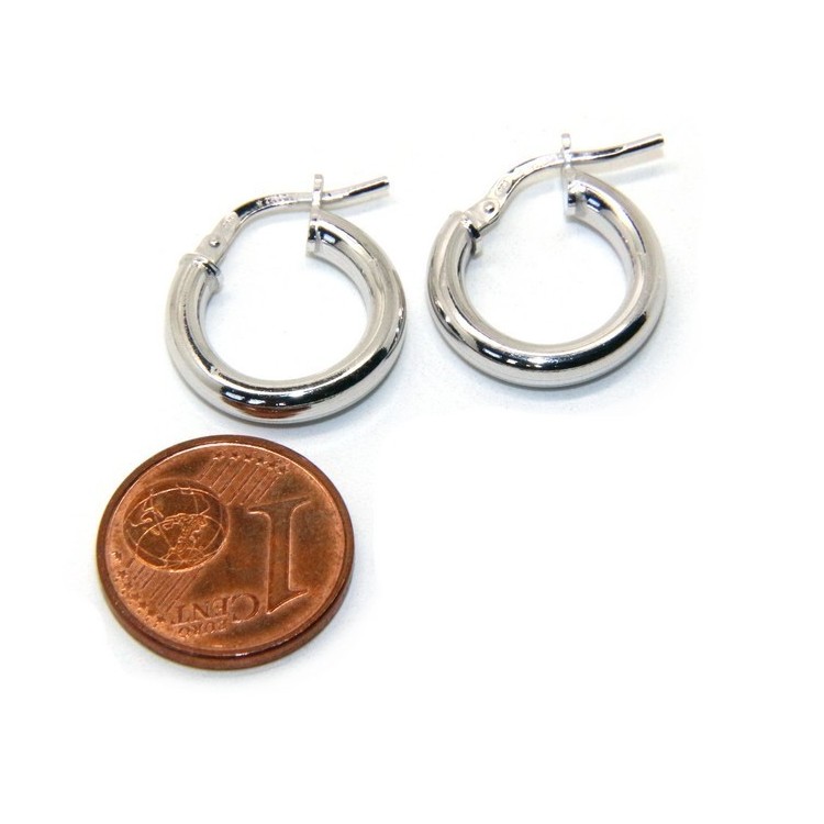 NLB|silver earrings 925 sterling silver 15.5 mm 2-color smooth brooches hoop