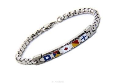 NALBORI bracelet stainless steel bolted plate with glazed flags 19,50 cm