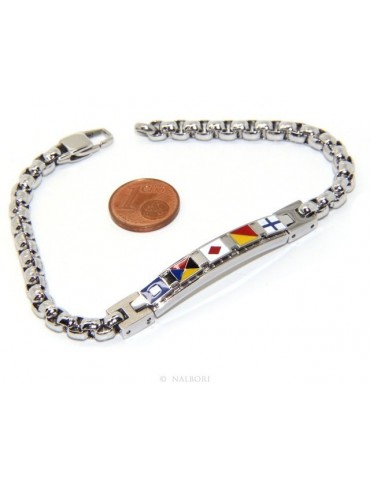 NALBORI bracelet stainless steel bolted plate with glazed flags 19,50 cm