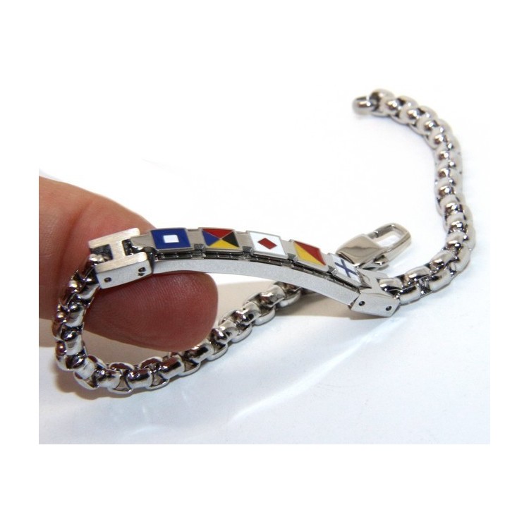 NALBORI bracelet stainless steel bolted plate with glazed flags 19,50 cm