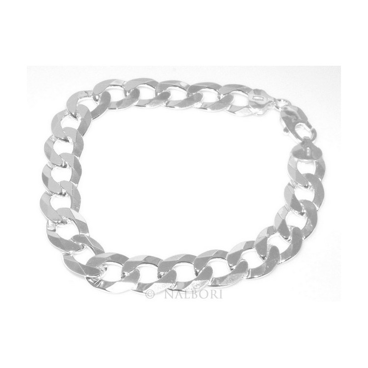 NLB|ARGENTO 925 : Bracciale uomo catena da 11 mm grumetta grumettone massiccio lungo 22 cm pieno pesante