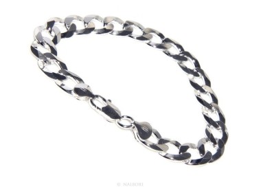 NLB|ARGENTO 925 : Bracciale uomo catena da 11 mm grumetta grumettone massiccio lungo 22 cm pieno pesante