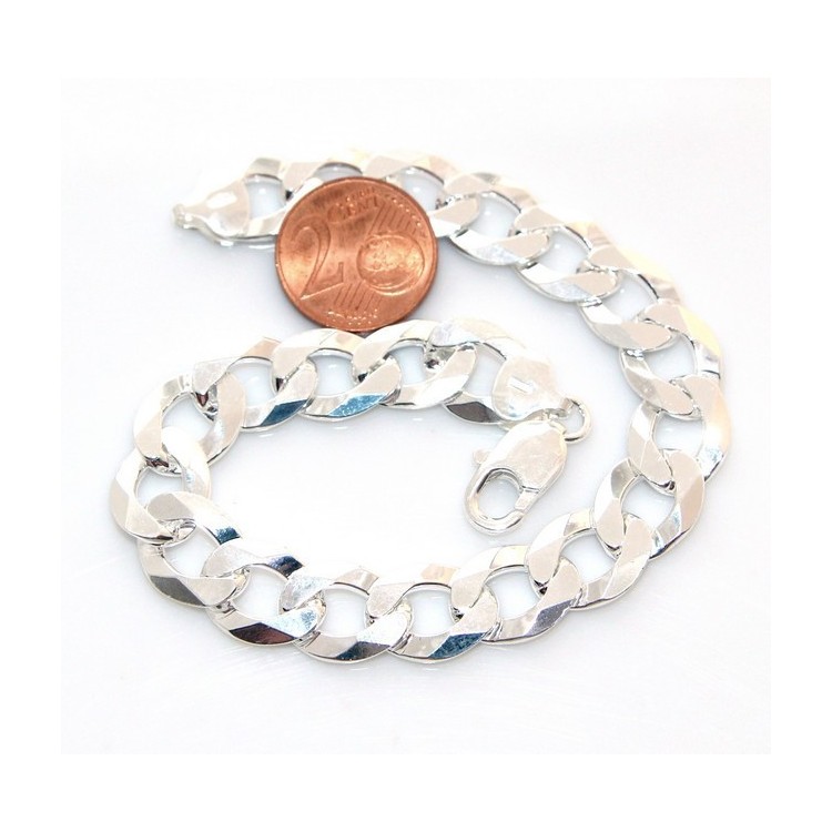 NLB|ARGENTO 925 : Bracciale uomo catena da 11 mm grumetta grumettone massiccio lungo 22 cm pieno pesante