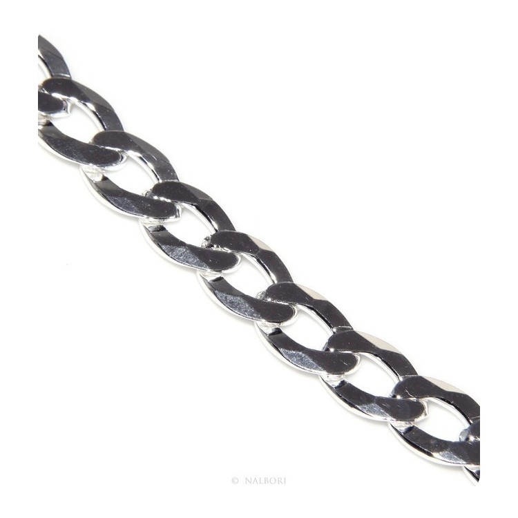 NLB|ARGENTO 925 : Bracciale uomo catena da 11 mm grumetta grumettone massiccio lungo 22 cm pieno pesante