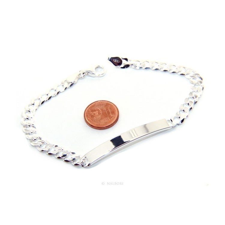 NALBORI Men's or women's silver bracelet in 925 silver, solid chain 6mm  wrist 19,50-20,50