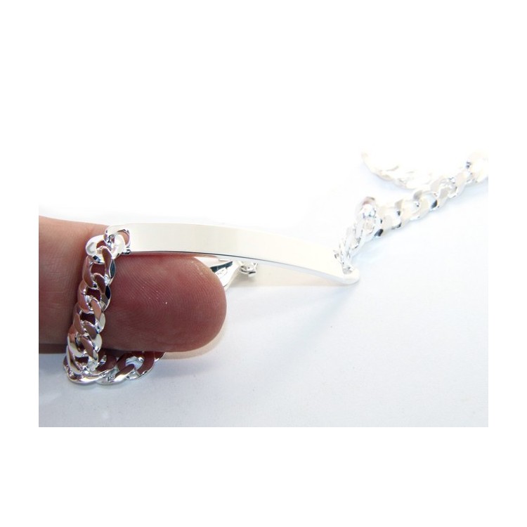 NALBORI Men's or women's silver bracelet in 925 silver, solid chain 6mm  wrist 19,50-20,50