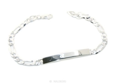 NALBORI Men's or women's silver bracelet in 925 silver, solid chain figaro 5 mm  wrist 20,50 cm