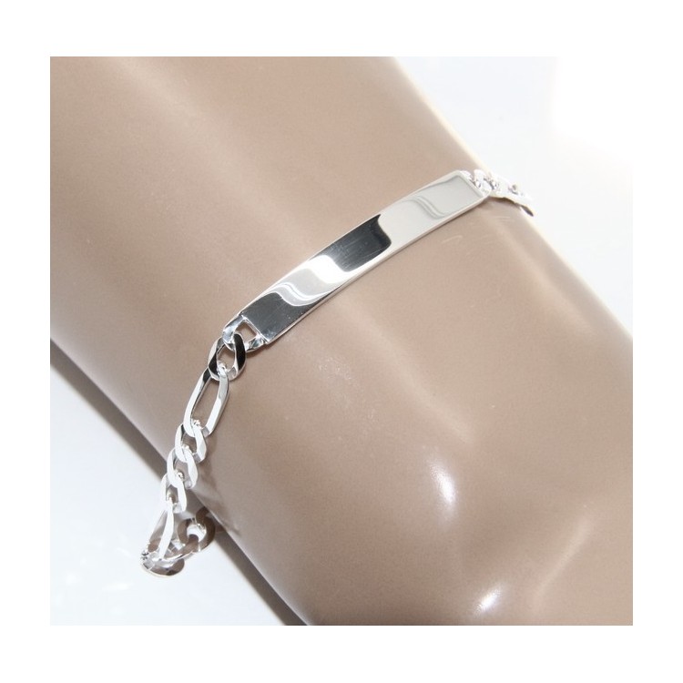 NALBORI Men's or women's silver bracelet in 925 silver, solid chain figaro 5 mm  wrist 20,50 cm