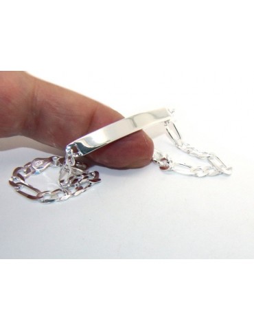 NALBORI Bracciale targa uomo donna argento 925 chiaro, massiccio catena figaro 5 mm polso 20,50