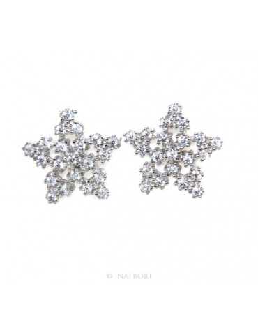 Women's 925 silver earrings in the shape of a star with white zircons