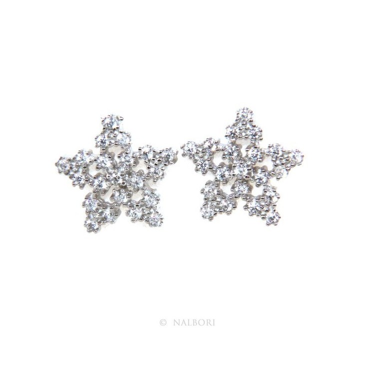 NLB|Orecchini da donna argento 925 a forma di stella con zirconi bianchi