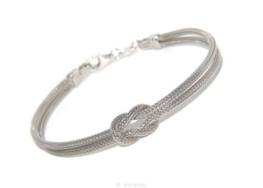NLB|925: bracelet fox tail double wire with square knot for men and women from 15 to 21 cm