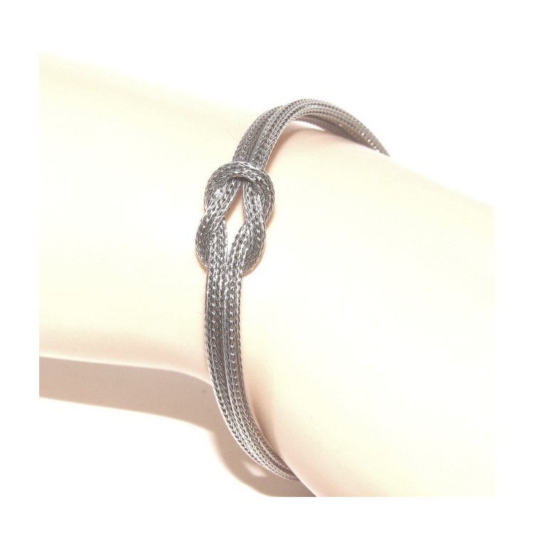 NLB|925: bracelet fox tail double wire with square knot for men and women from 15 to 21 cm