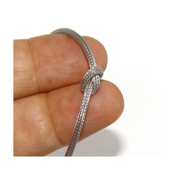 NLB|Argento 925 : bracciale fox tail cavetto con nodo semplice per uomo e donna da 15 a 20 cm