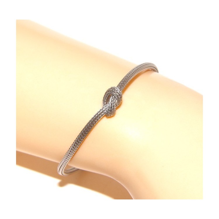 NLB|Argento 925 : bracciale fox tail cavetto con nodo semplice per uomo e donna da 15 a 20 cm